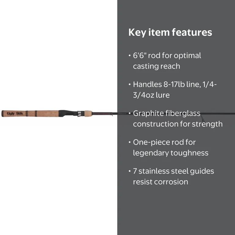 ugly stik elite 6& 39 Spinning Rod, 6', 7-Piece Fishing Rod, Medium Power, 6-14 lb Line Rating, 1/4-5/8 oz Lure Rating : Sports & Outdoors The Ugly Stik Elite Spinning Rod is designed for the dedicated angler seeking both durability and sensitivity Ugly Stik 6'6