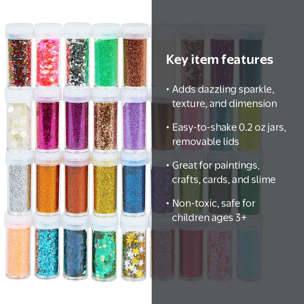 Discount School Supply, Glitter Variety Pack, 36 Colors, Metallics