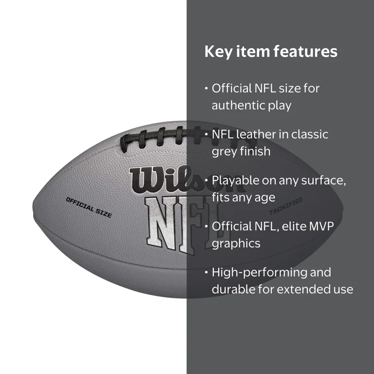 Wilson, NFL MVP Football, Grey, Official Size, Branded Graphics
