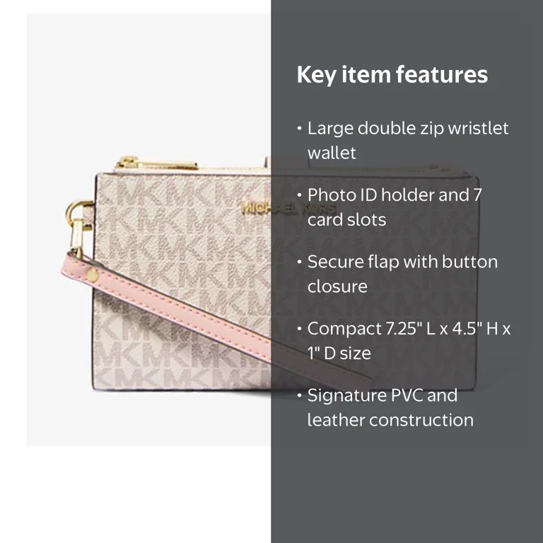 Michael Kors Jet Set Travel Wristlet, Double Zip, Signature PVC