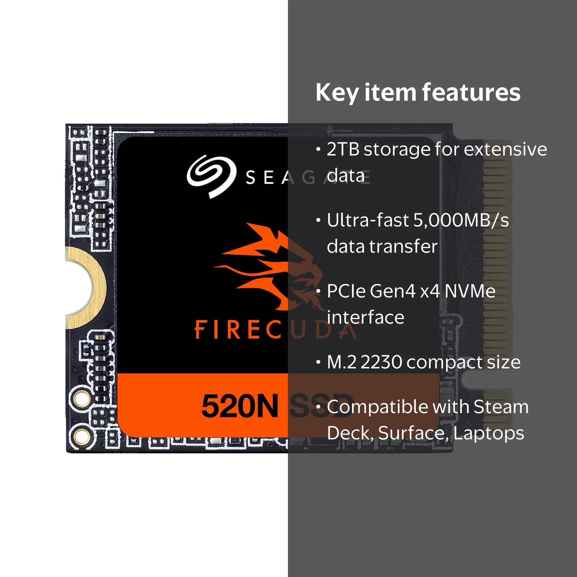 Seagate FireCuda 520N SSD 2TB - M.2 2230, PCIe Gen4 (ZP2048GV3A002