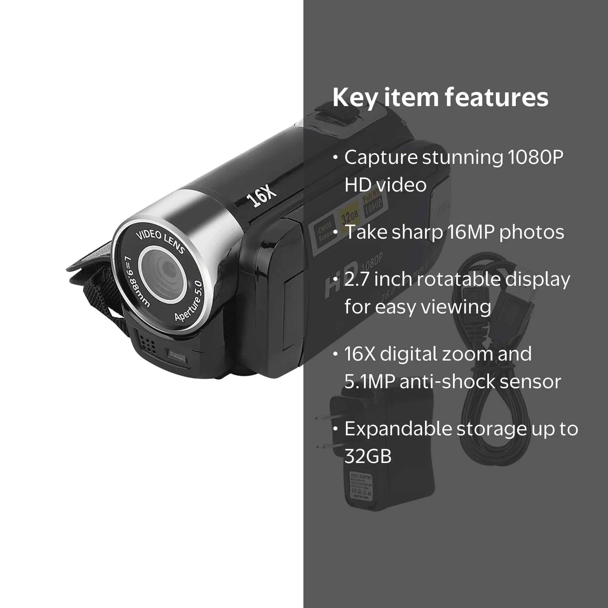 Portable Full HD 1080P High Definition Digital Video Camera, DV