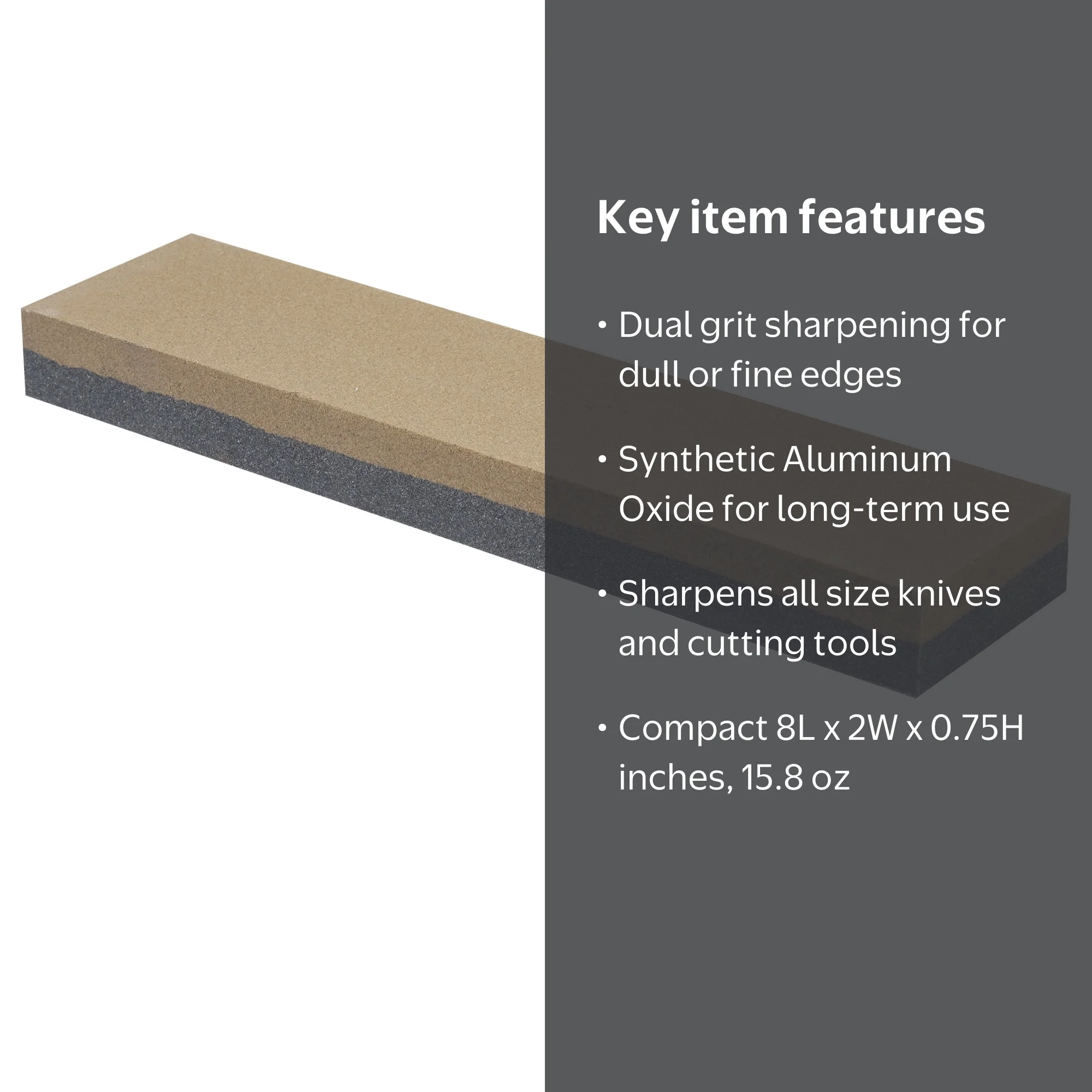 Smith's 50821 8 Inch Dual Grit Sharpening Stone with 100 and 240