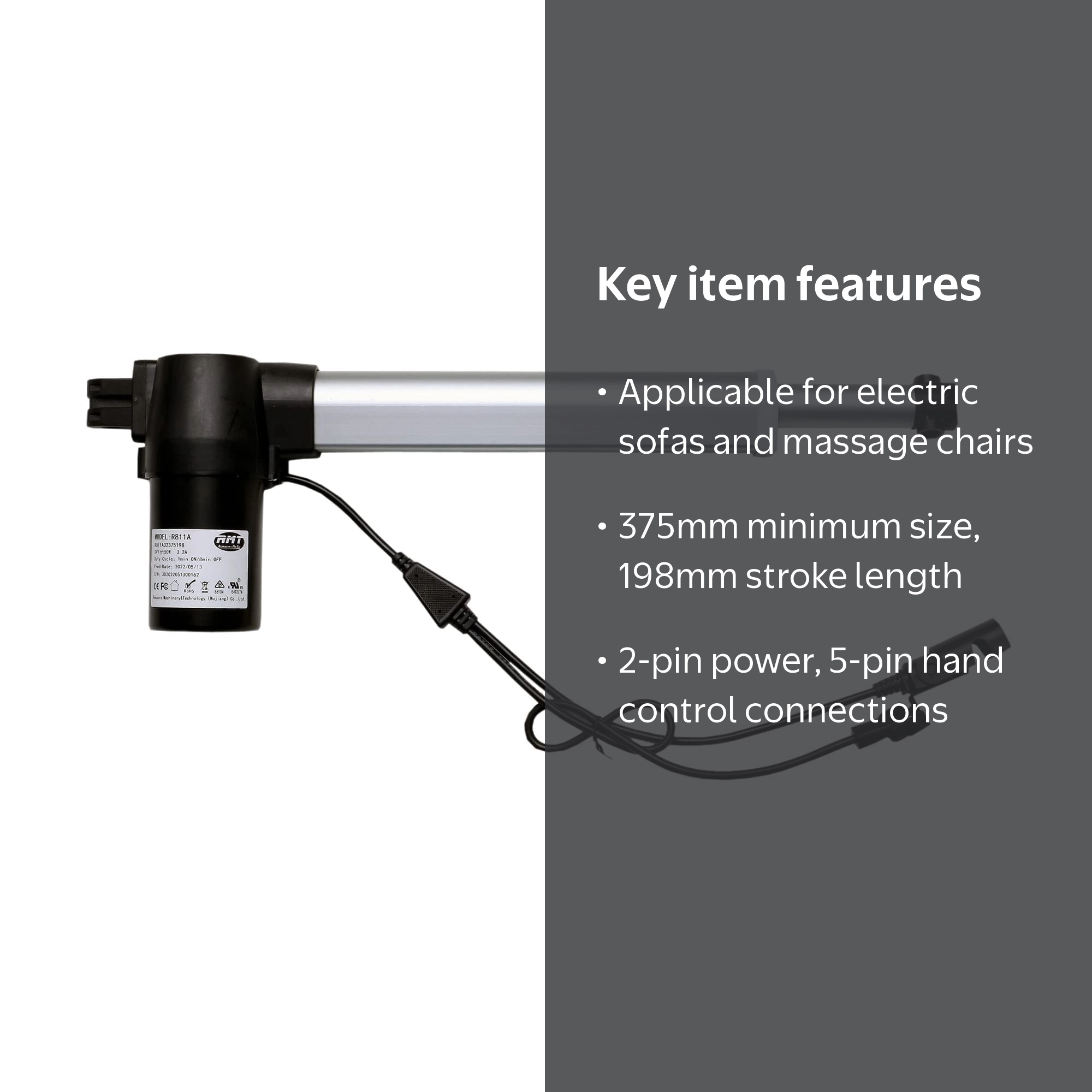 Kariwust, Linear Actuator, 7.80 inch Stroke, Black - Walmart.com