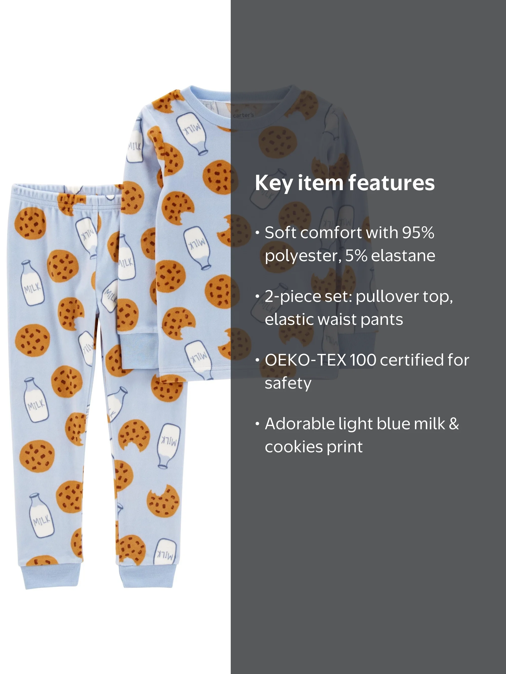Carters Child of Mine Toddler Pajama Set - Snug Fit - Milk and