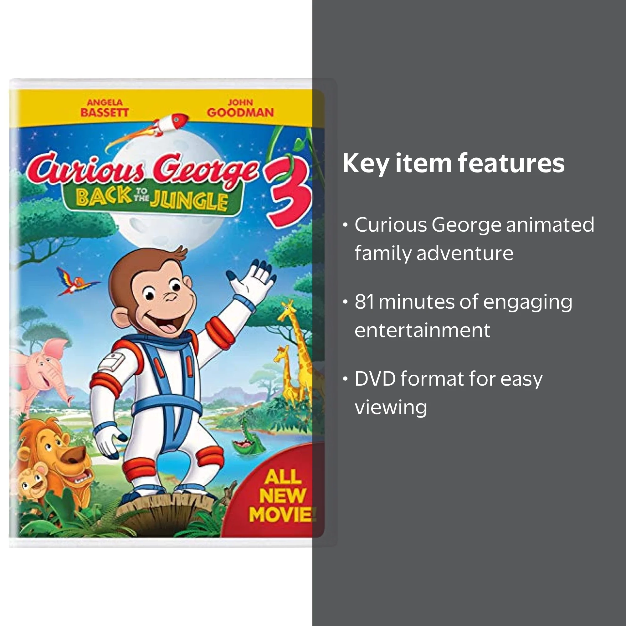 DVD, Curious George 3 Back to the Jungle, 81 mins, Animated Family