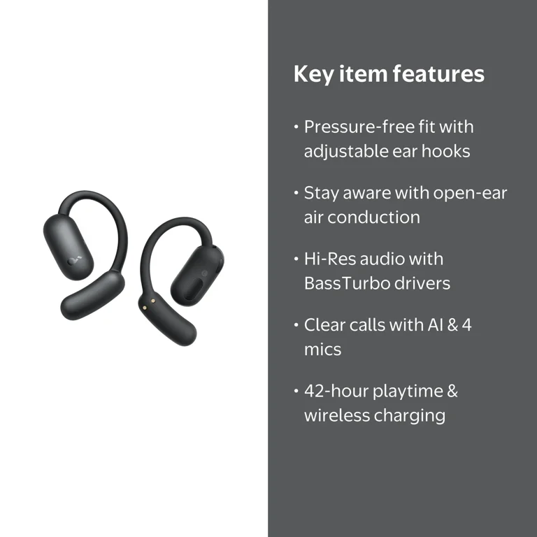 Soundcore, Open-Ear Headphones, AeroFit 2, Adjustable Ear Hooks