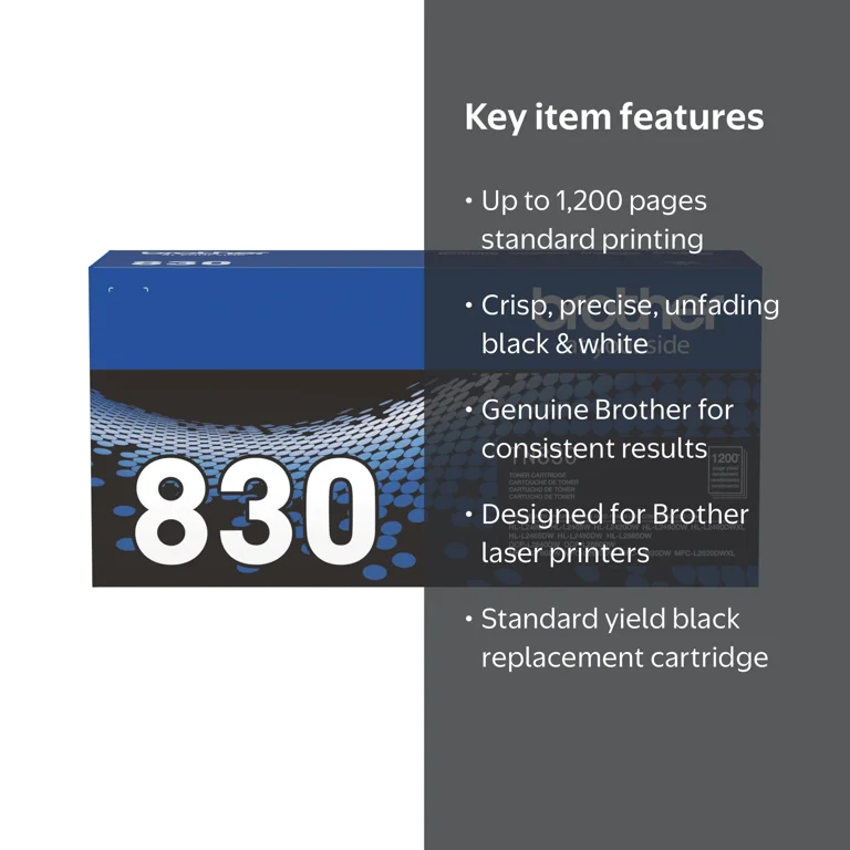 Brother, Laser Printer Toner Cartridge, TN830, Black - Walmart.com