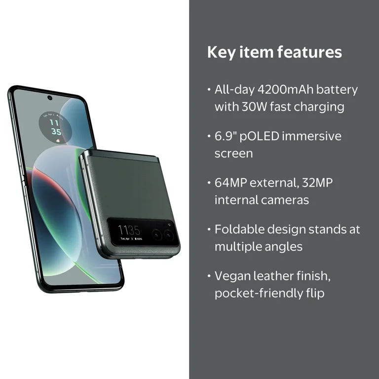 Motorola, Razr 2023 Flip Phone, Green, 8/128GB Unlocked - Walmart.com