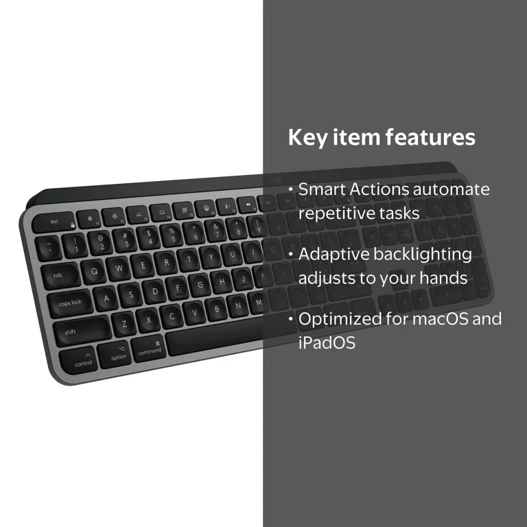 Logitech, Wireless Keyboard, MX Keys S for Mac, Backlit, Bluetooth