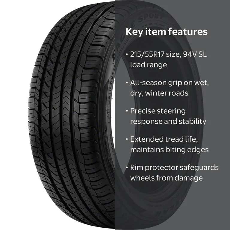 Goodyear, Passenger Tire, 215/55R17 94V, All-Season Traction