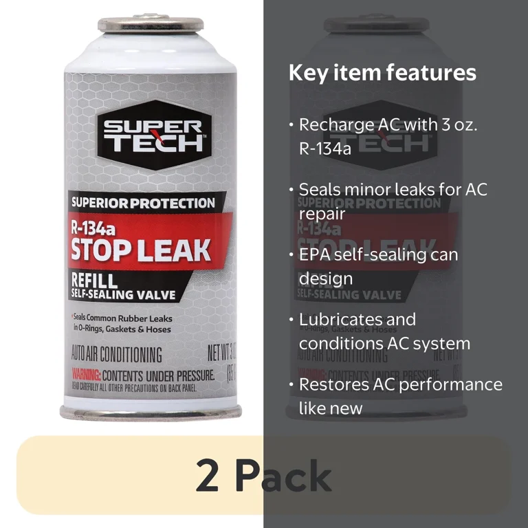 2 pack) Super Tech Auto R-134a Refrigerant with Stop Leak, Self
