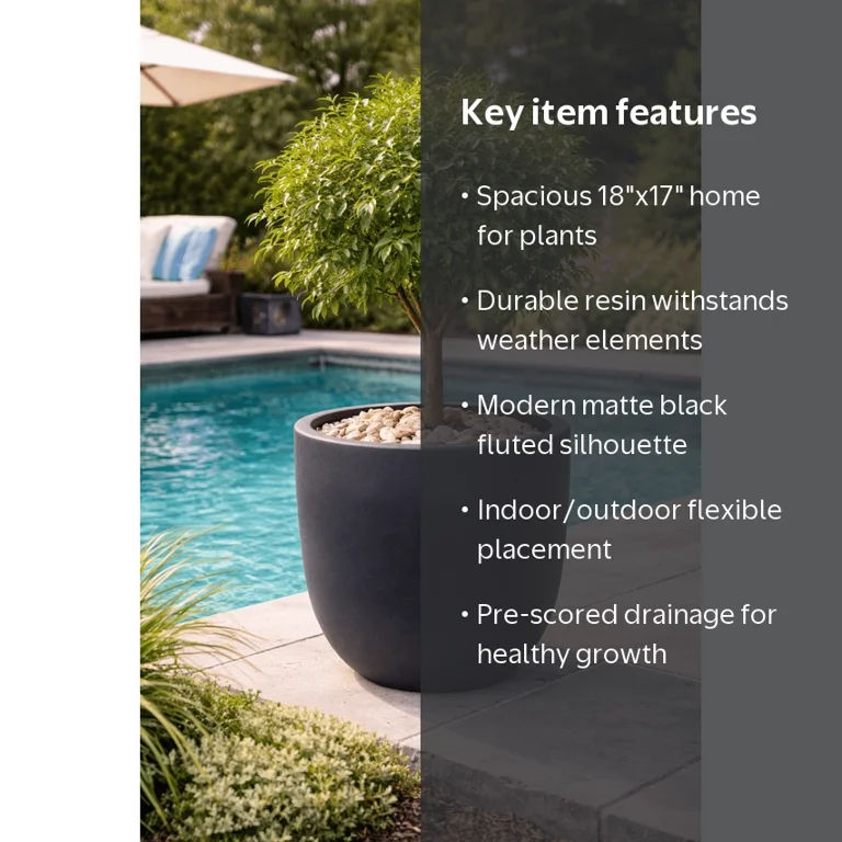 Better Homes & Gardens 18in Mosswood Resin Planter, Outdoor Matte