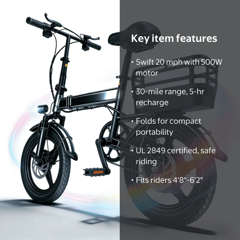 coswheel a1-x mini electric bicycle Y16 Ebike 28 Mph BrandCOSWHEELModelY16Battery48V 15AHTire Size16*4.0 inches Electric Bikes 750 WattOffroad Electric