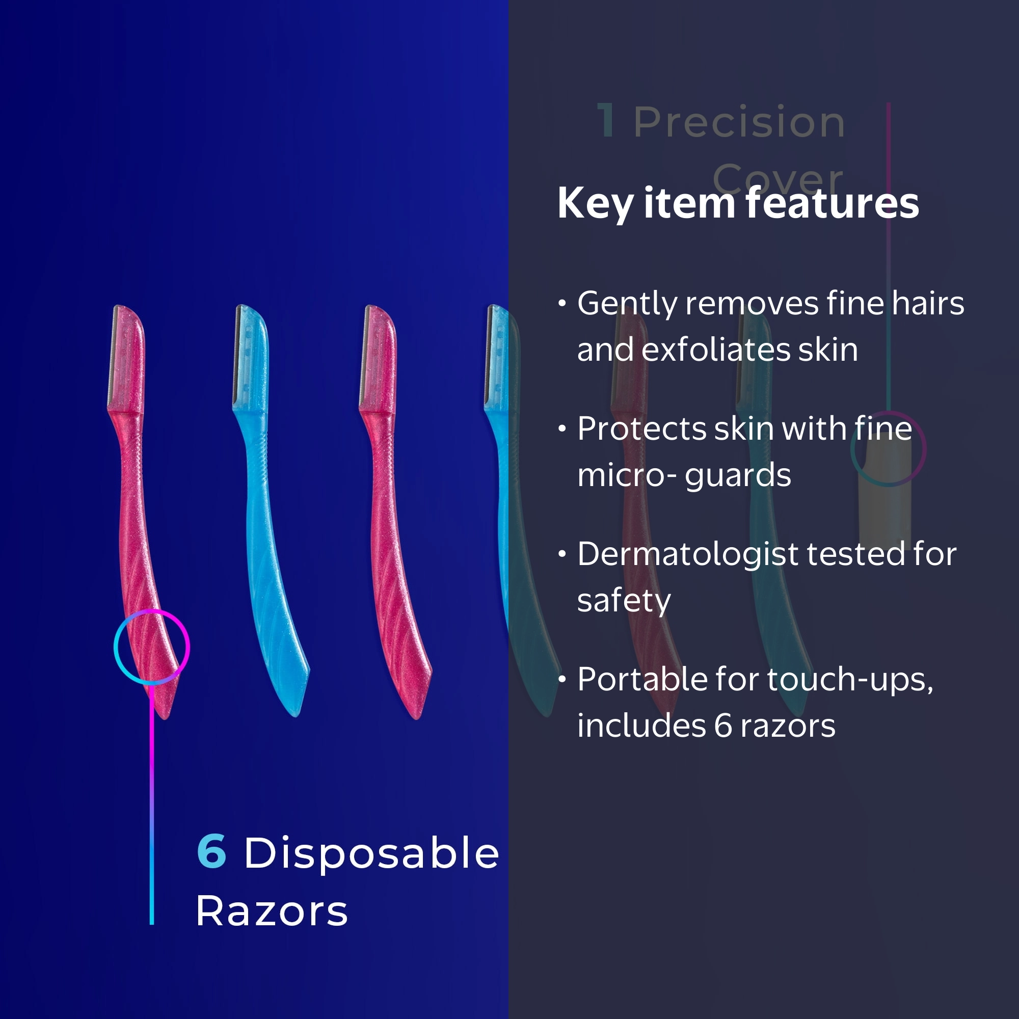 Schick Hydro Silk Touch-Up Facial Razor and Eyebrow Shaper, Peach