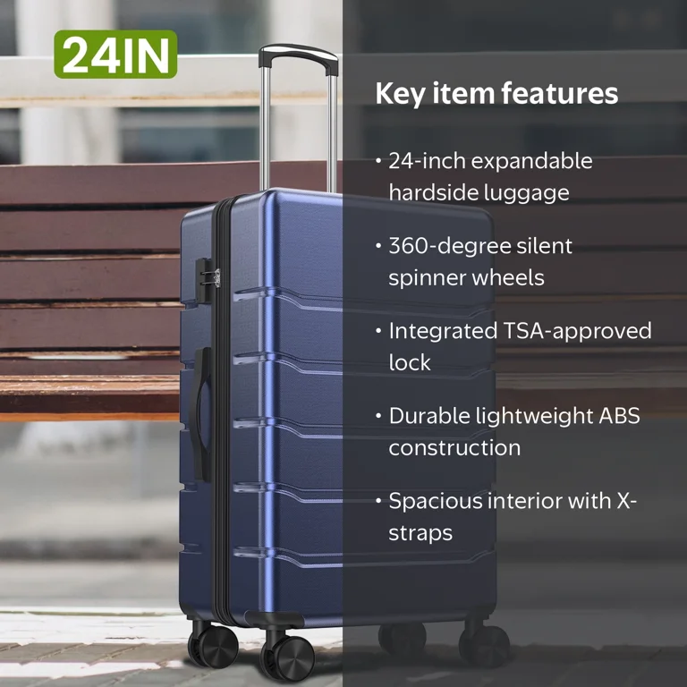 unoa【High Check-Midnight blue-】MSサイズ Gianna Carry On Luggage - Hardside Suitcase with TSA Lock