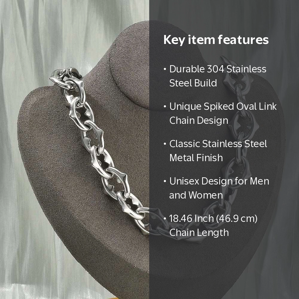 304 Stainless Steel Spiked Oval Link Chain Necklaces for Women Men