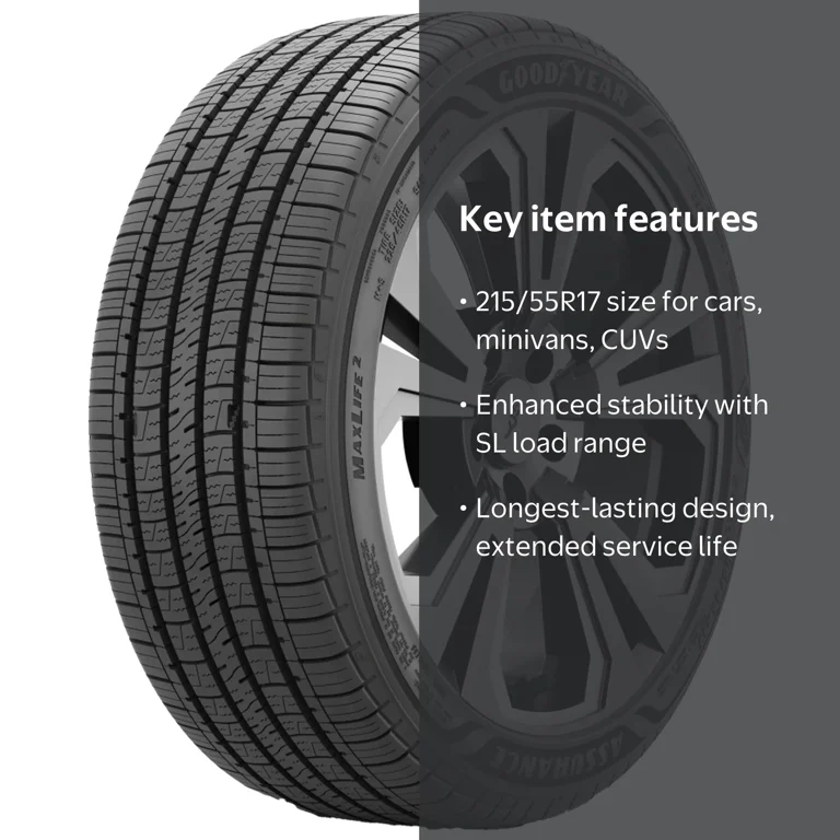 Goodyear, Passenger Tire, 215/55R17 94V, All-Season Long-Lasting