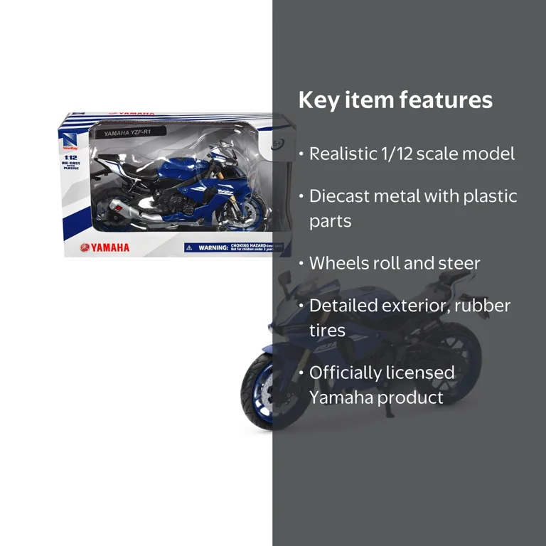 Yamaha YZF-R1 Motorcycle Blue 1/12 Diecast Model by New Ray