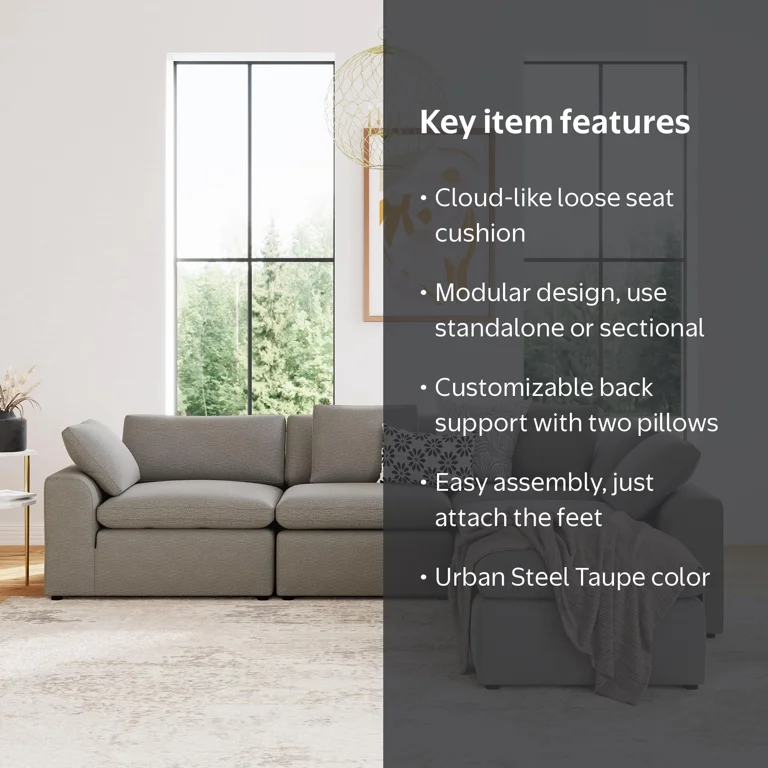 York Modular Corner Chair, Urban Steel Taupe - Walmart.com