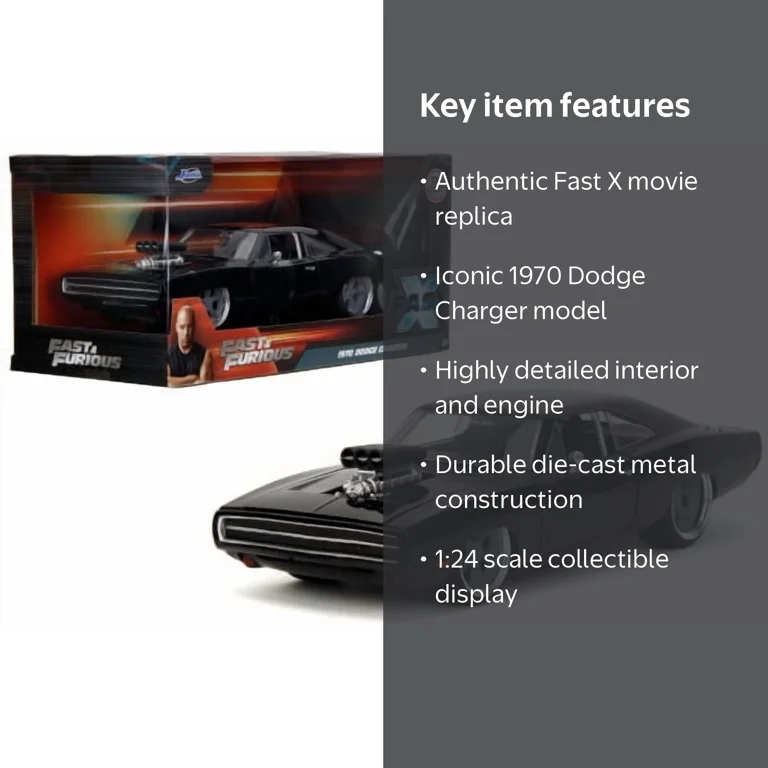 Jada Toys 1:24 Fast & Furious X Dom's Dodge Charger - Walmart.com