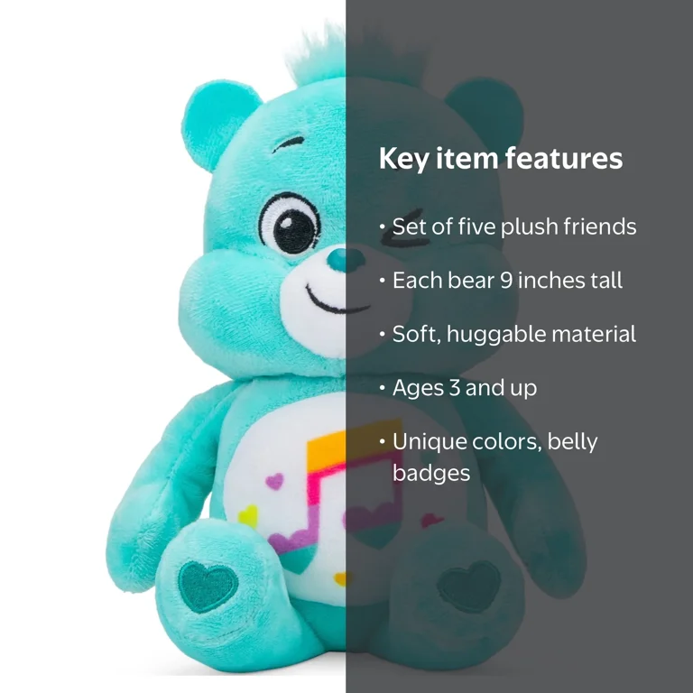 Care Bears Rainbow Heart Stuffed Animals Toys, 9