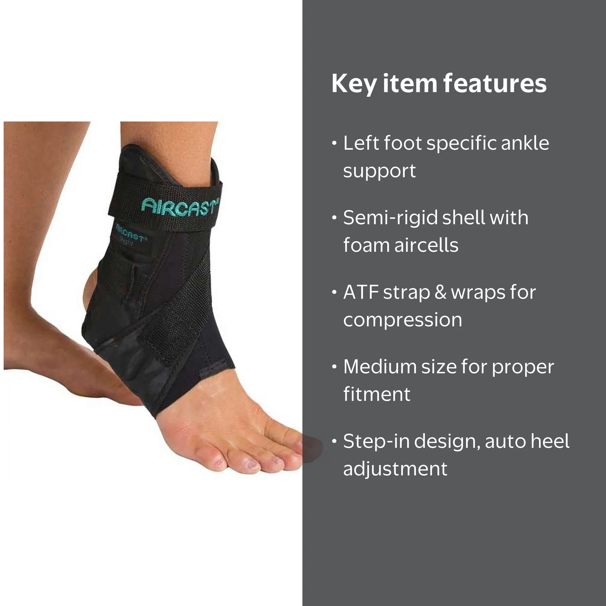 Aircast 02MML Airsport Ankle Brace, Left, Medium HSA/FSA Eligible