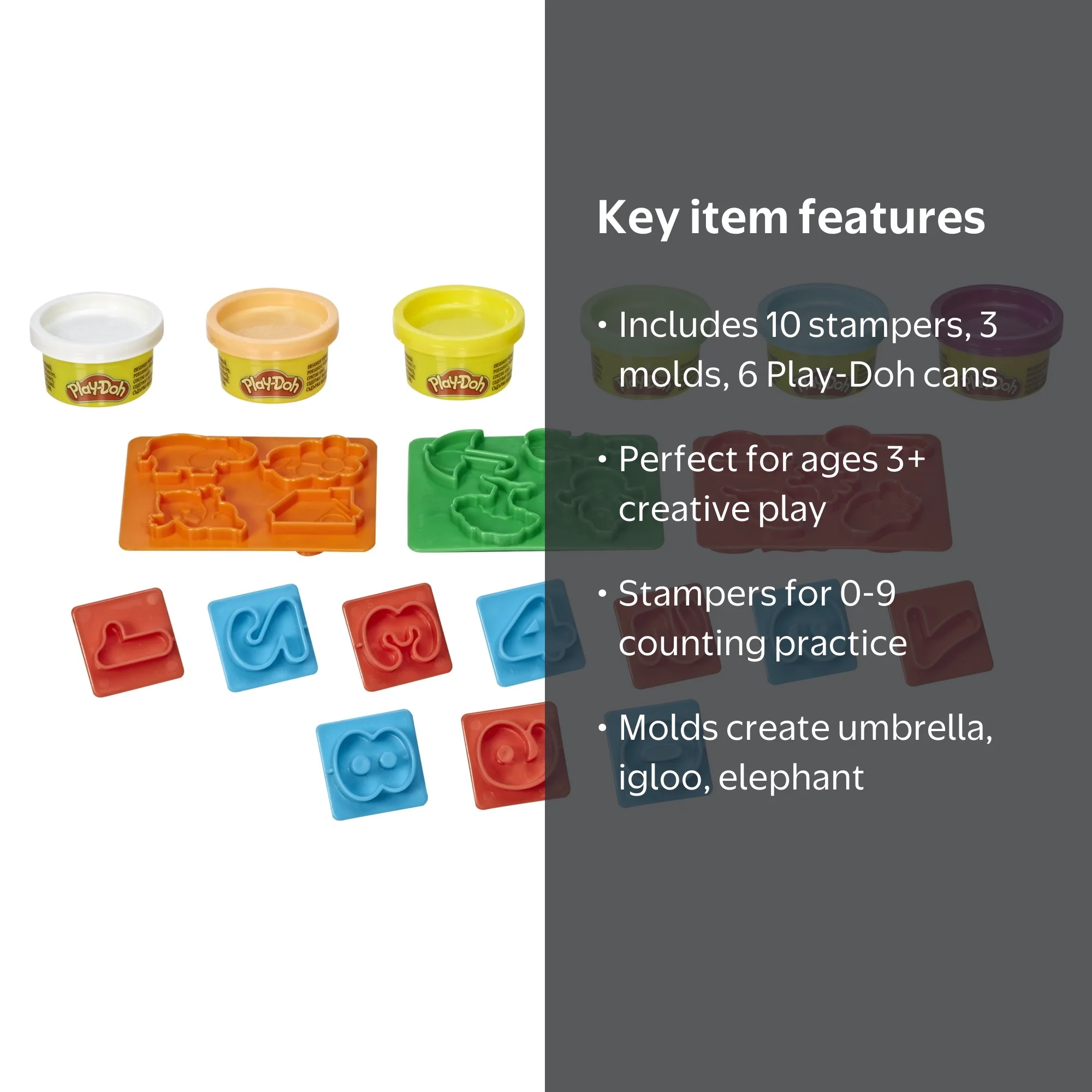 Play-Doh Fundamentals Number Stampers Tool Set with 6, 1-Ounce