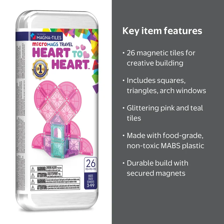MAGNA-TILES MicroMAGS Heart to Heart 26-Piece Travel Set - Walmart.com