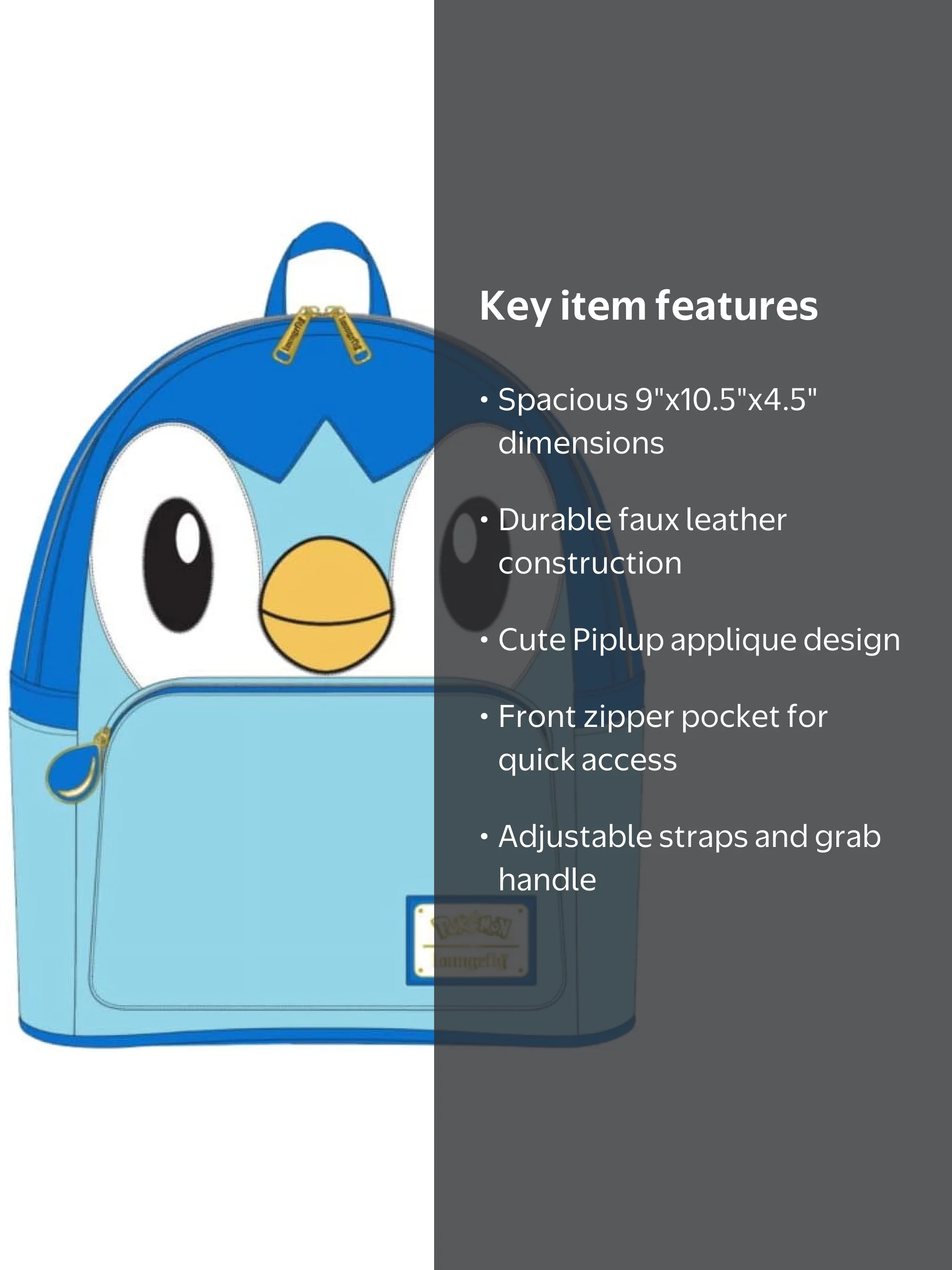 Loungefly Pokemon Piplup Cosplay Mini Backpack Blue Faux Leather Amazon.com: Loungefly Pokemon Piplup Cosplay Womens Double  main image 2