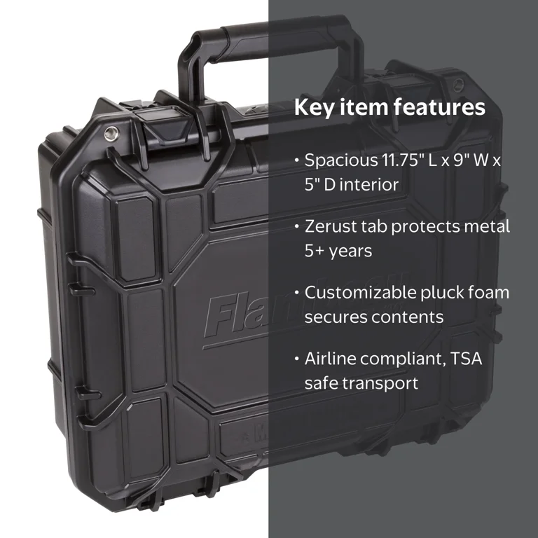 Flambeau Outdoors, Range Locker HD Series Pistol Case, Black, 13.3