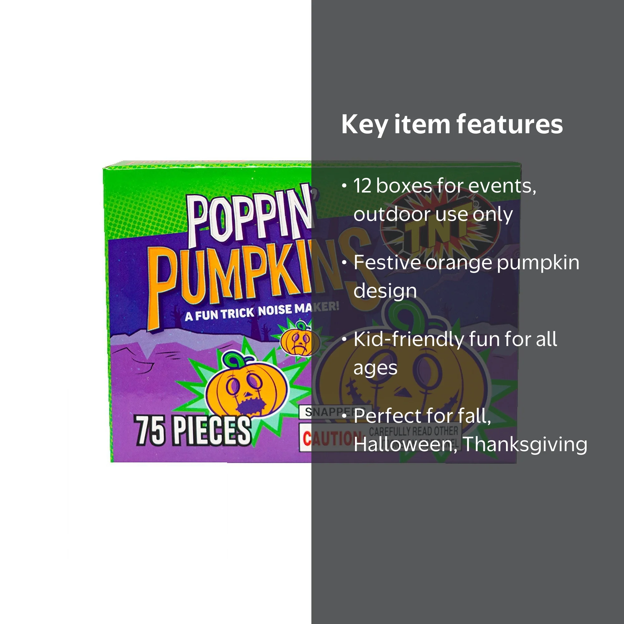 TNT Fireworks, Poppin Pumpkin, Orange Snaps, Pop-Its, 12 Boxes Per