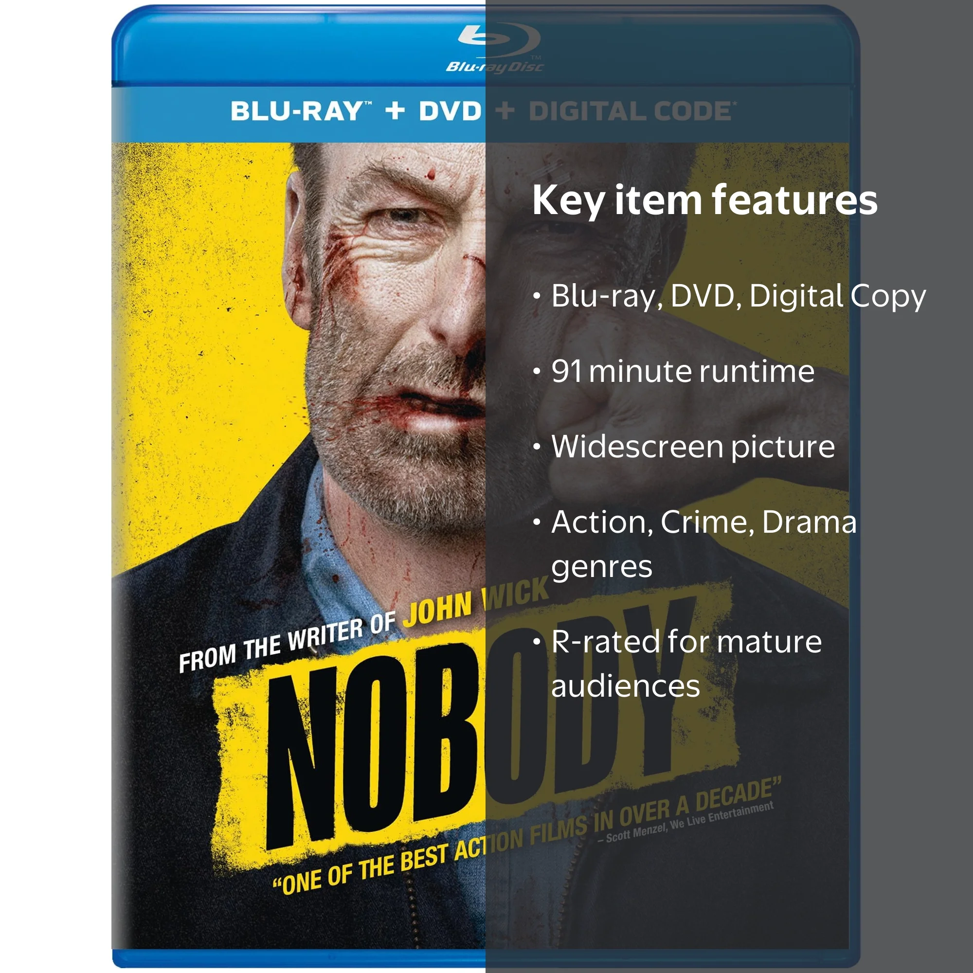Nobody (Blu-ray + DVD + Digital Copy) Action Crime Drama R