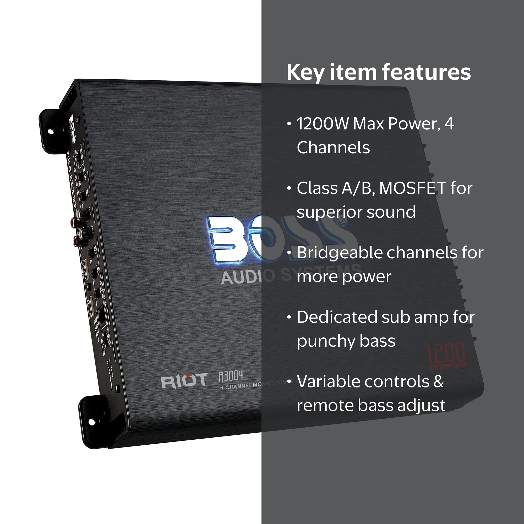 BOSS Audio Systems R3004 Riot Series 4-Channel Car Amplifier 1200W