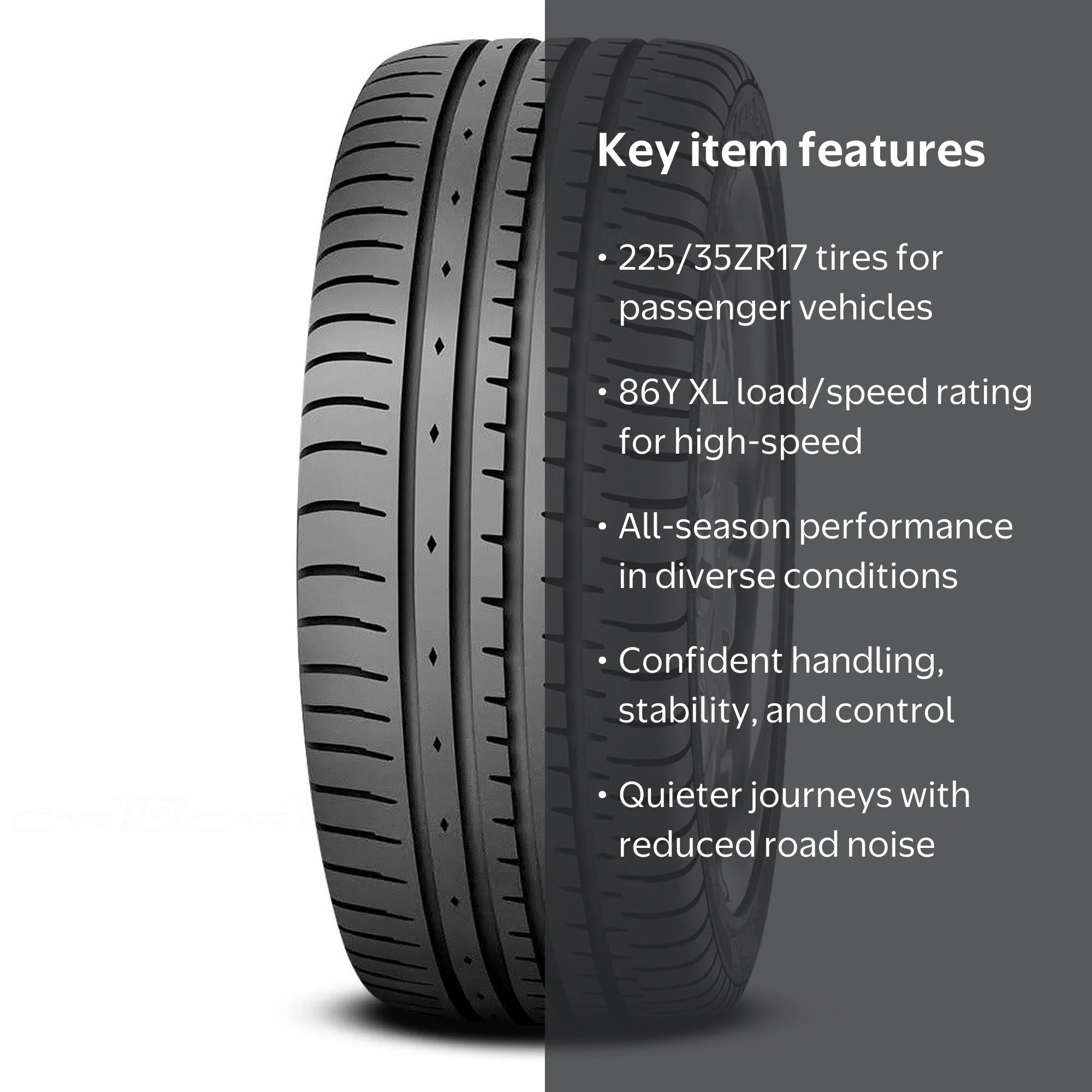 Accelera, Passenger Tire, 225/35ZR17 86Y XL, All Season - Walmart.com