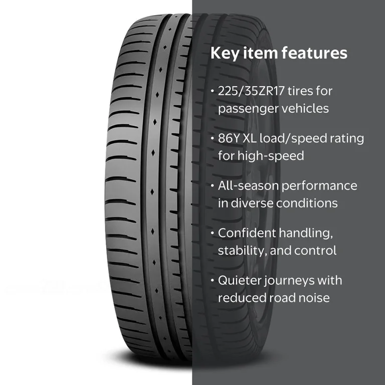 Accelera, Passenger Tire, 225/35ZR17 86Y XL, All Season - Walmart.com