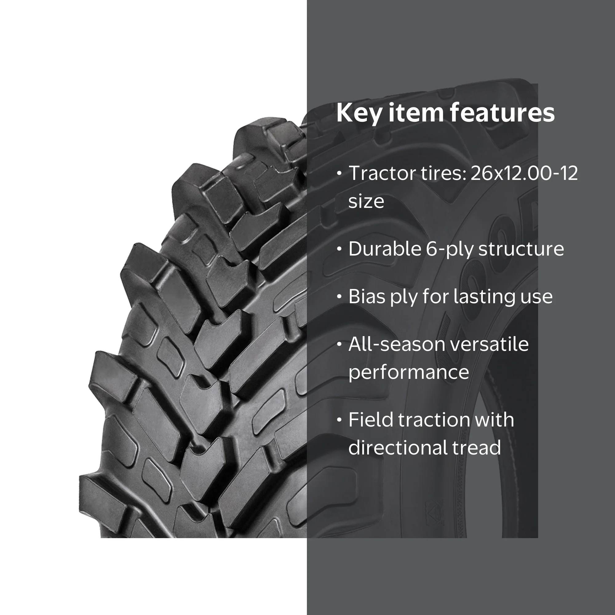 Goodyear R14T 26X12.00-12 Load 6 Ply Tractor Tire, All-Season