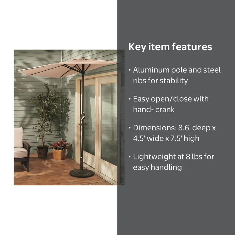 6 ft half round patio umbrella Qidvol Outdoor with Half Base, Garden, Deck, Balcony Shade 6ft 8ft Patio Umbrellas with Crank, Rectangle (Color : Green, Size : 6.5x3ft) : Patio, Lawn & Garden enjoying a coffee or reading a book Nuu Garden 9 ft. Half