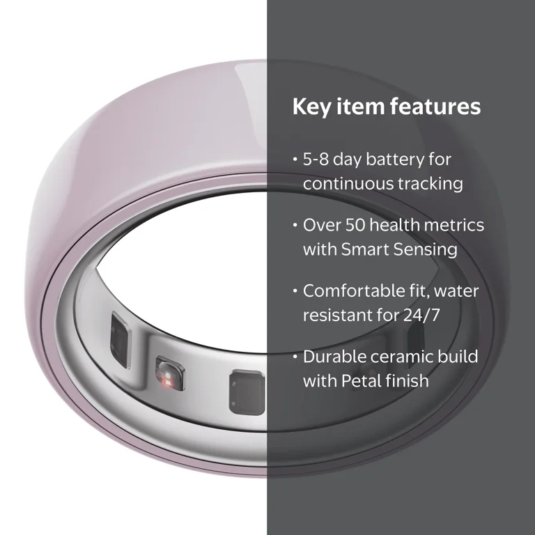 Oura Ring 4 Ceramic, Petal, Size 11, Smart Wearable, Sleep