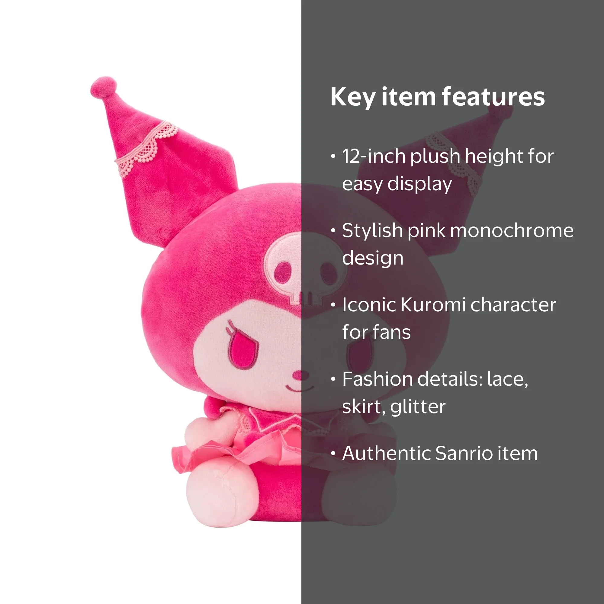Sanrio Hello Kitty & Friends Kuromi Plush Toy - Pink Monochrome