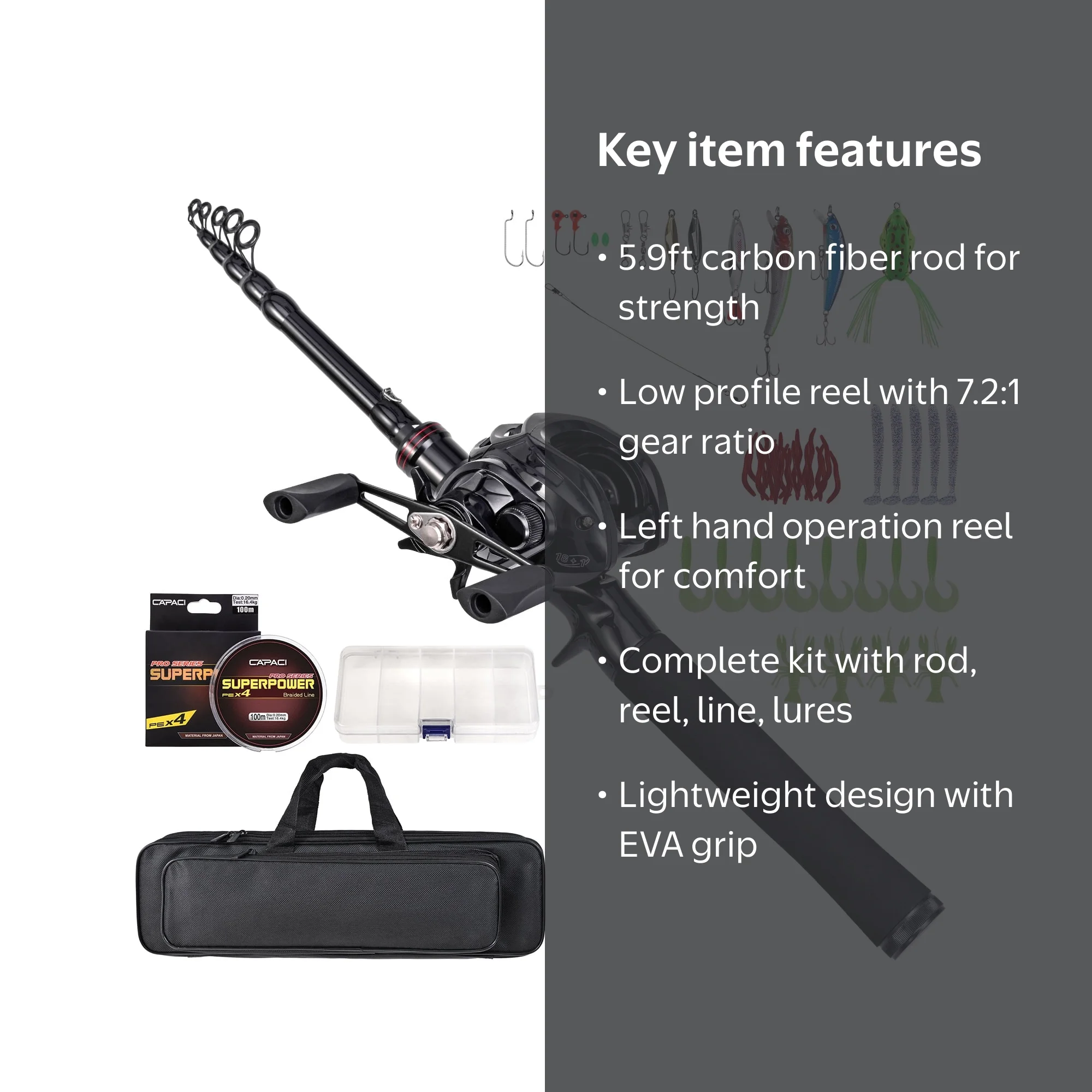 baitcast reel 39.95 Daiwa PR 100 Baitcasting | Left-Handed | PR-100L quantum Pound Max Drag Durable Model:541L 2-4KG Ugly Stik Carbon Crappie