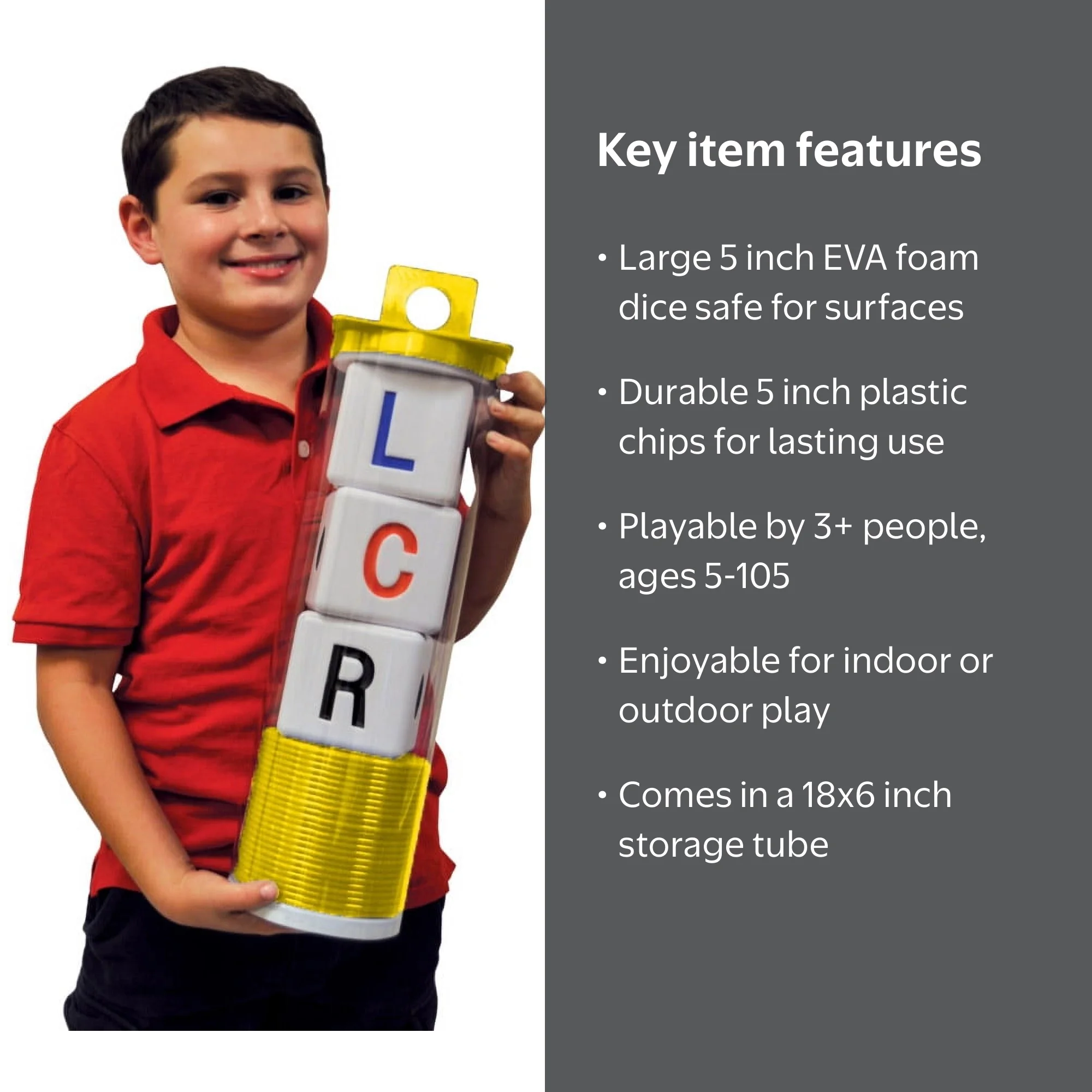 BIG LCR® Left Center Right™ Dice Game - Classic Tube (YELLOW