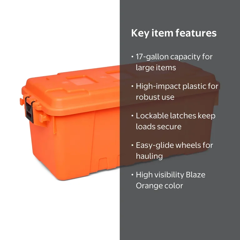 Plano, Sportsman's Trunk, 17-Gallon, Blaze Orange Lockable Storage