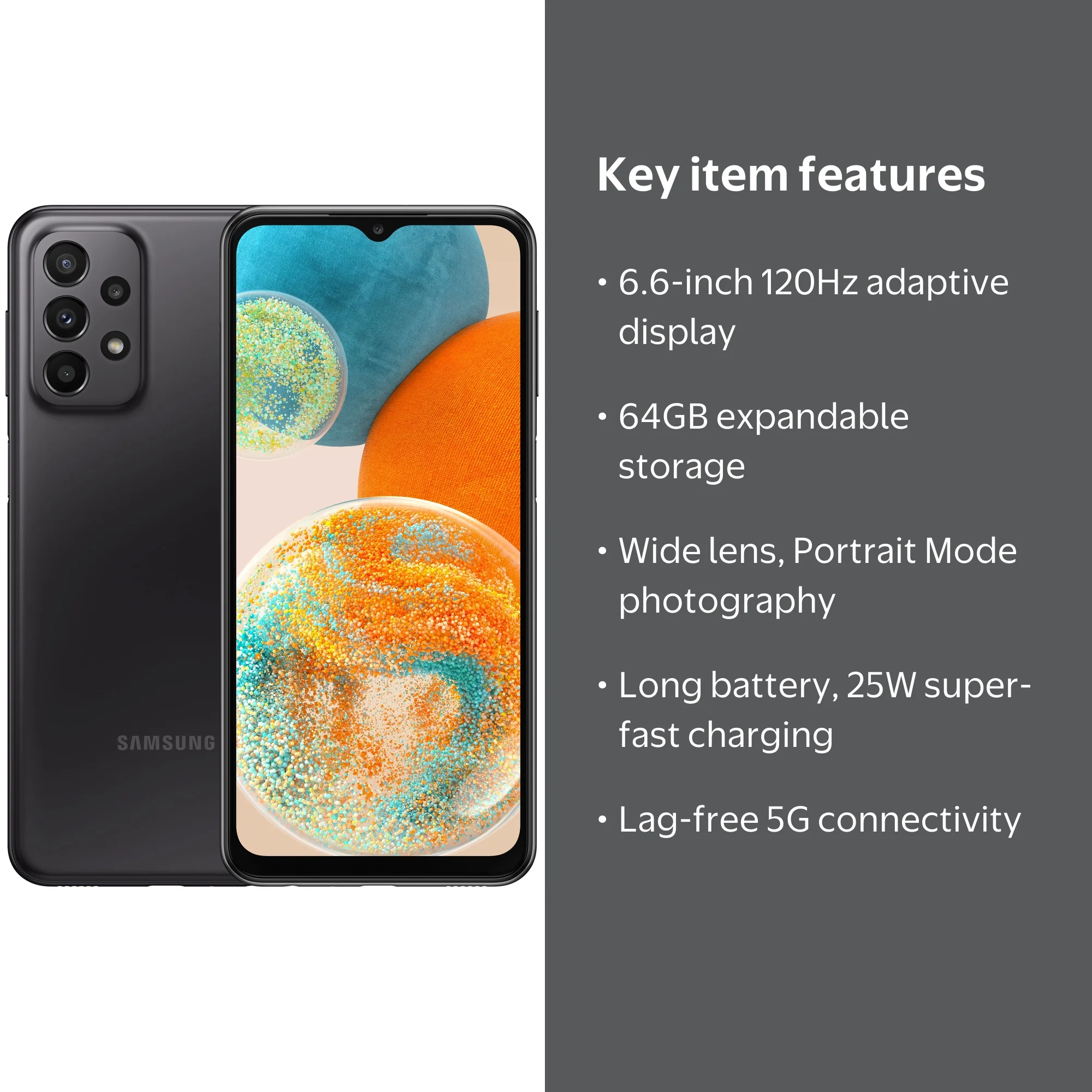 New SAMSUNG Galaxy A23 5G, Unlocked, 64GB, Wide Lens, 6.6” Display