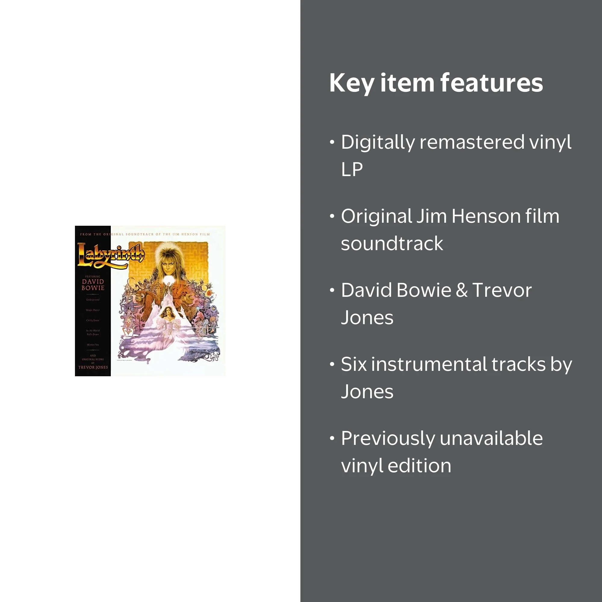 David Bowie & Trevor Jones Labyrinth Vinyl LP, remastered