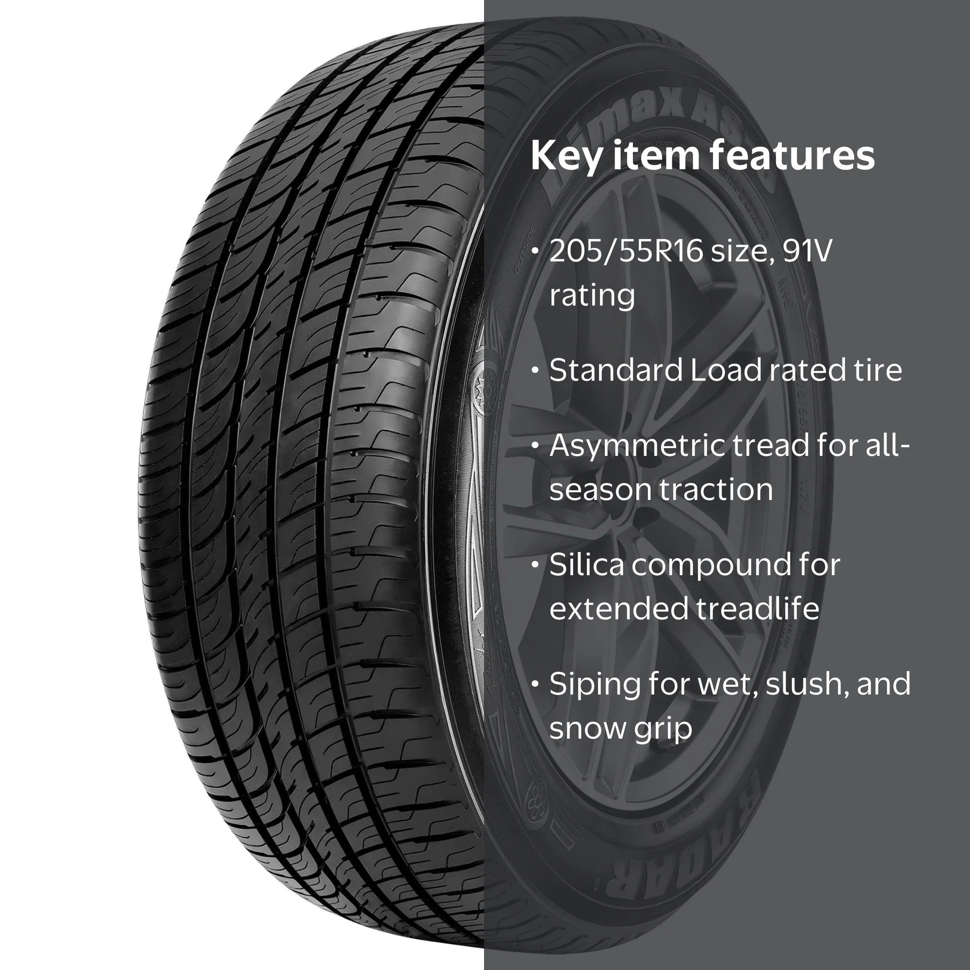 Radar Dimax AS-8 All Season 205/55R16 91V Passenger Tire - Walmart.com
