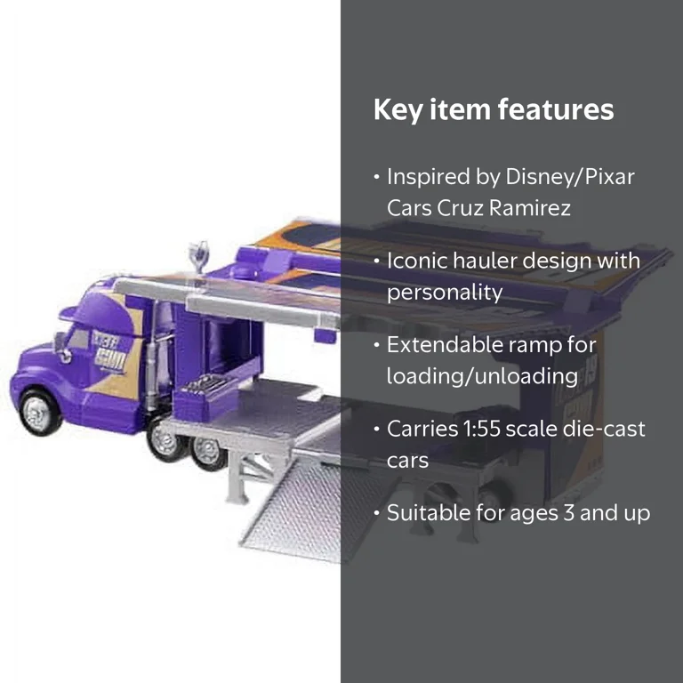 Disney and Pixar Cars Hauler for Cruz Ramirez, Truck with