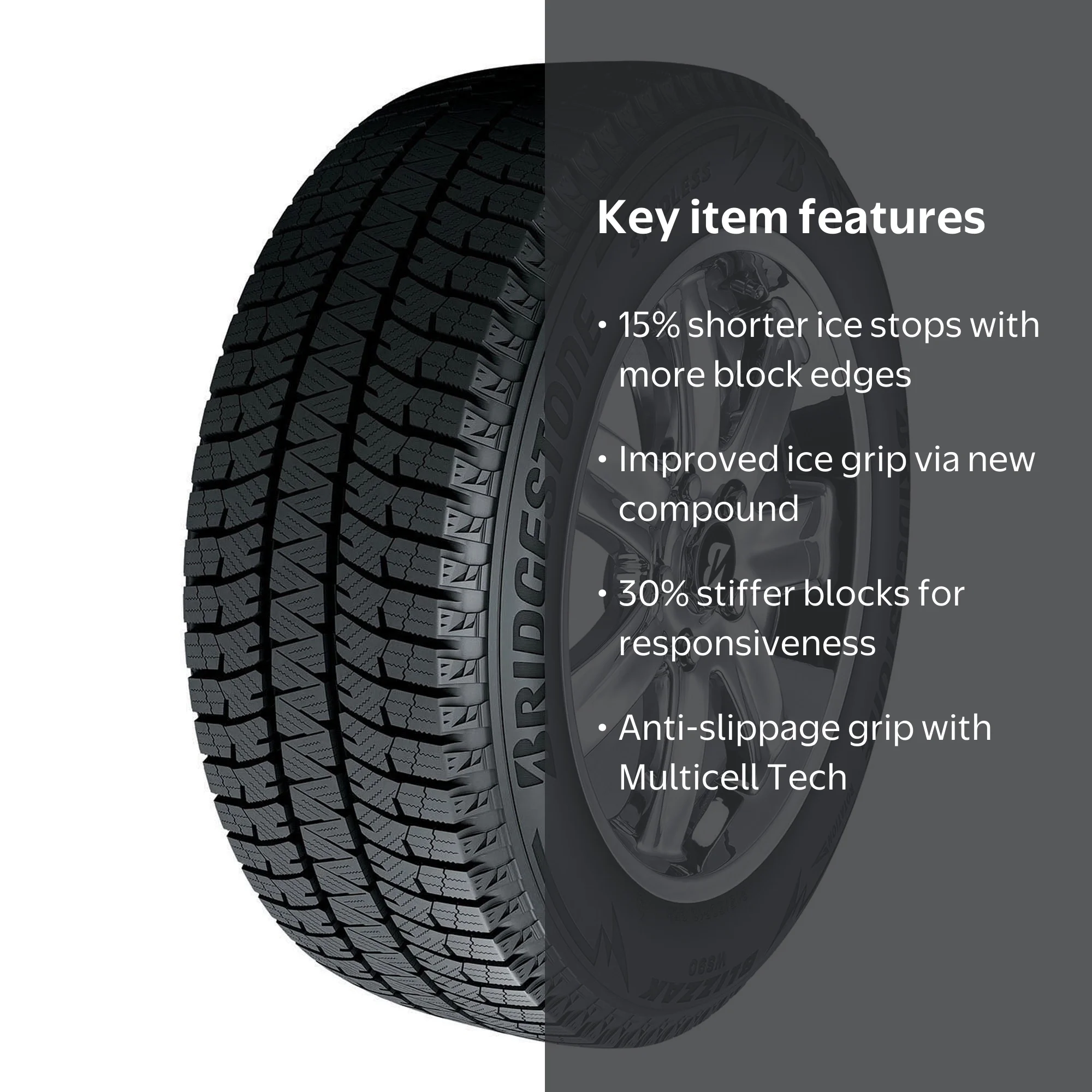 Bridgestone Blizzak WS90 Winter Tire, 205/60R16 92H, Enhanced Wear