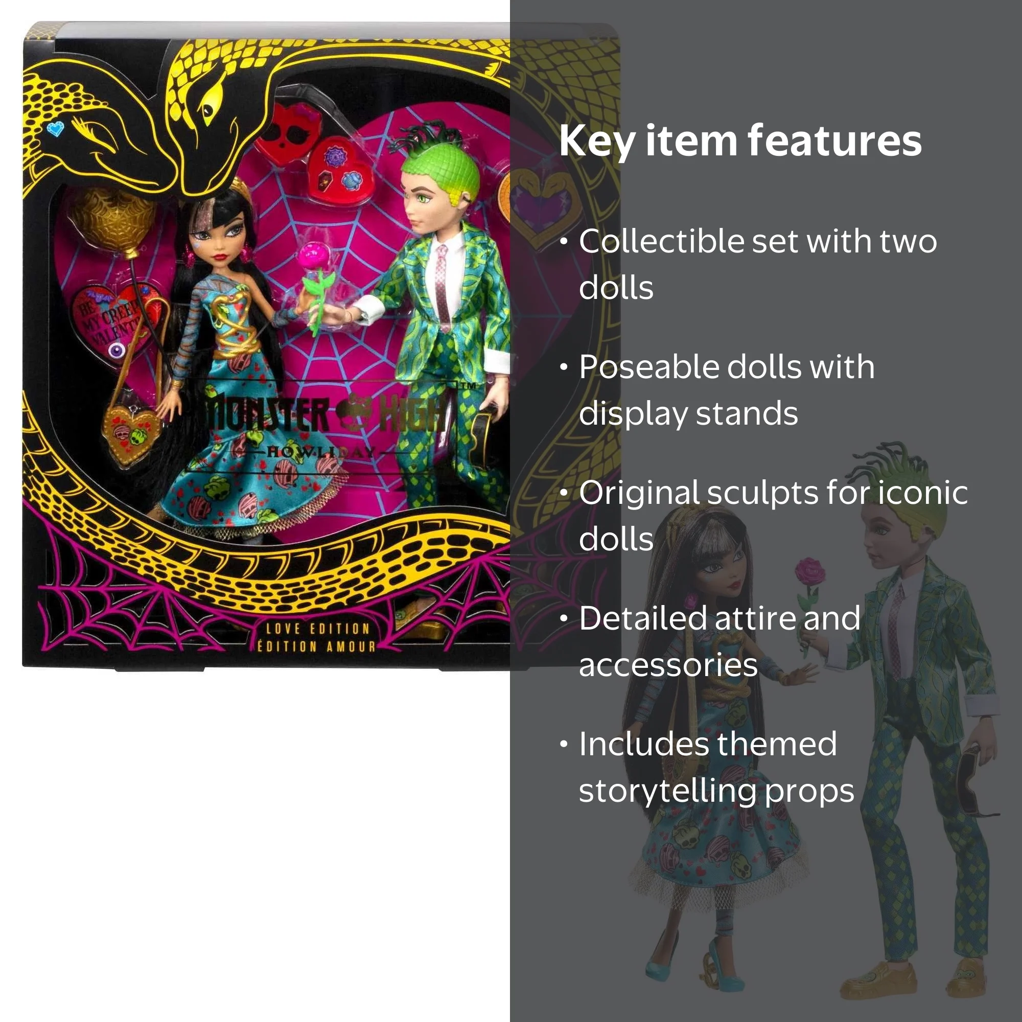 Monster High Cleo De Nile & Deuce Gorgon Dolls, Howliday Love 2