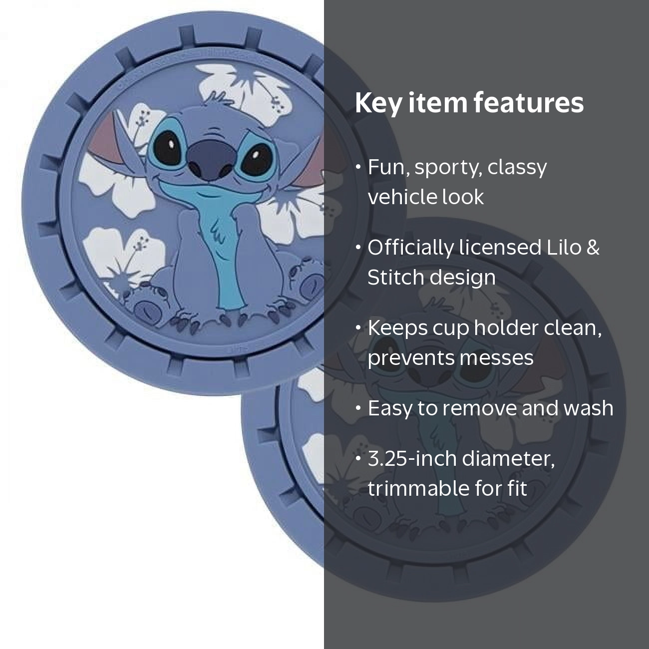 Disney Lilo & Stitch Auto Cup Holder Coasters, 2-pack, Blue